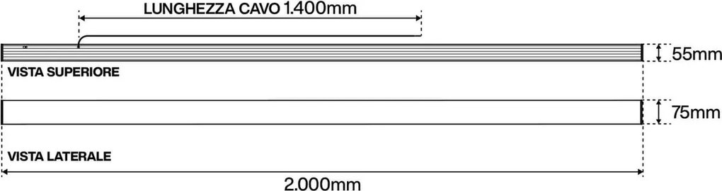 Lampada Lineare LED a Soffitto 65W 200cm Bianca con driver Philips