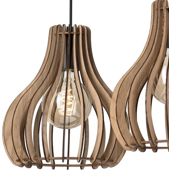 Lampadario a sospensione con filo TUCCI 3xE27/15W/230V quercia/nero