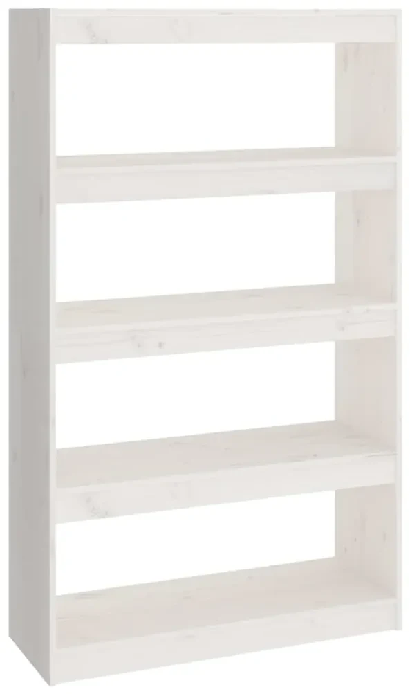 Libreria/divisorio bianco 80x30x135,5 cm in massello di pino