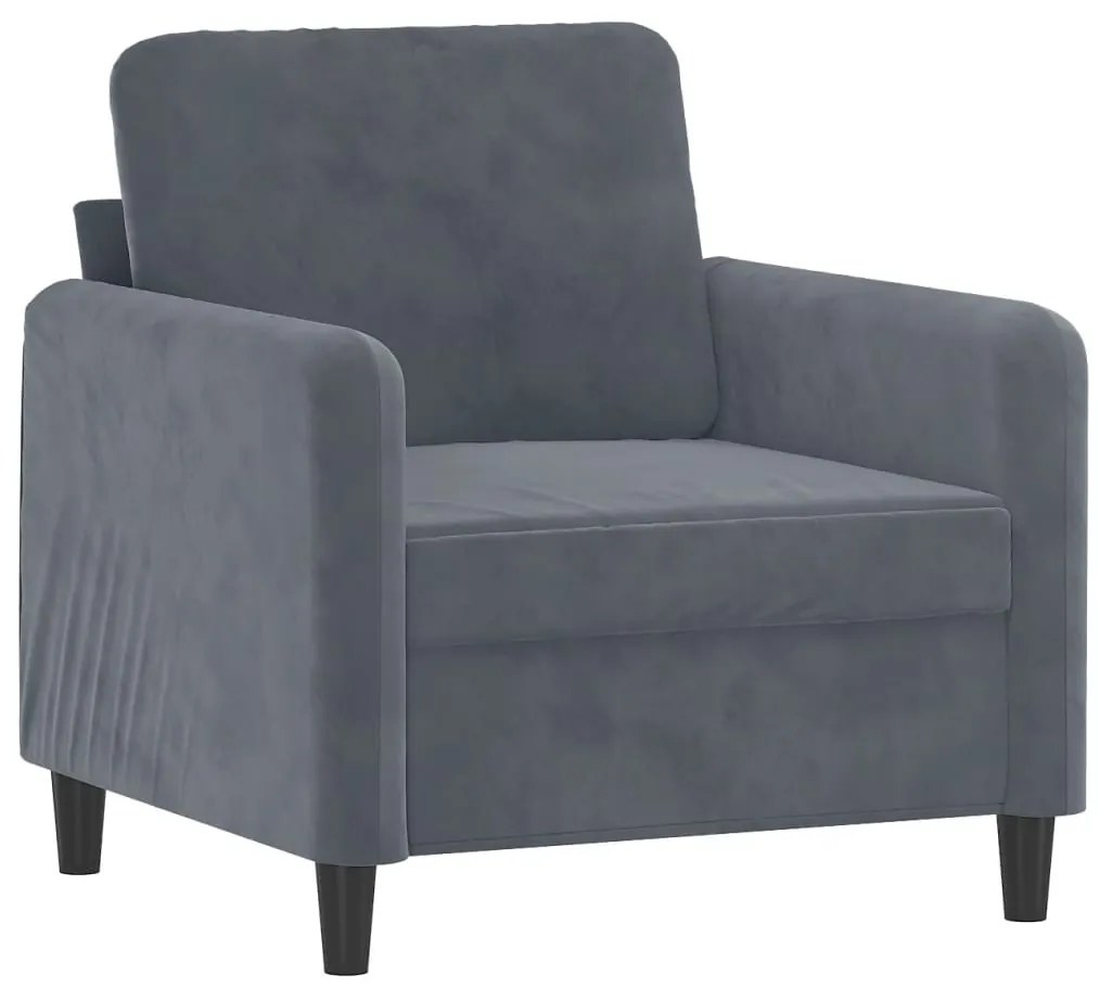 Set di divani 3 pz grigio scuro in velluto