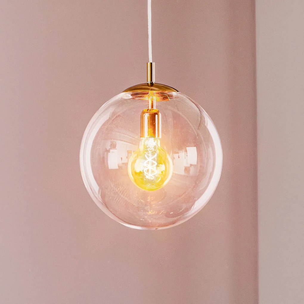 ALDEX Lampada a sospensione 562, vetro trasparente, cappuccio/rosone dorato