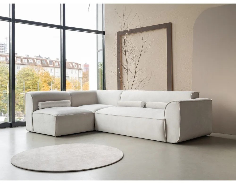 Divano angolare componibile color crema (con penisola a sinistra) Flex Felix – Miuform