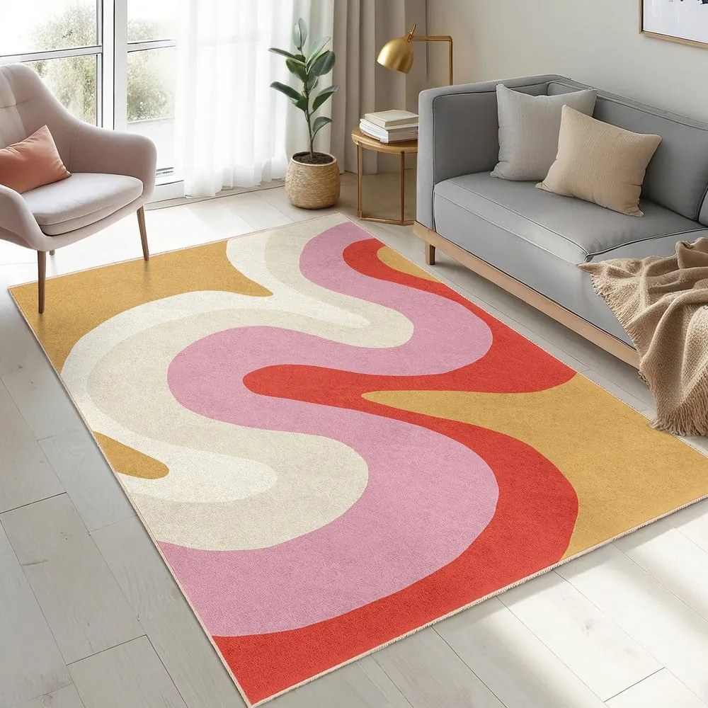 Tappeto giallo e rosa lavabile 80x150 cm Raspberry Creamsicle – Mila Home