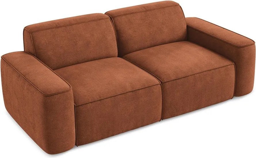 Divano color terracotta con rivestimento in ciniglia 204 cm Omao – Makamii