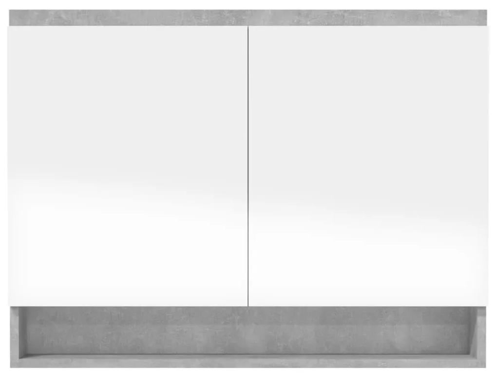 Armadietto bagno con specchio 80x15x60 cm in mdf grigio cemento