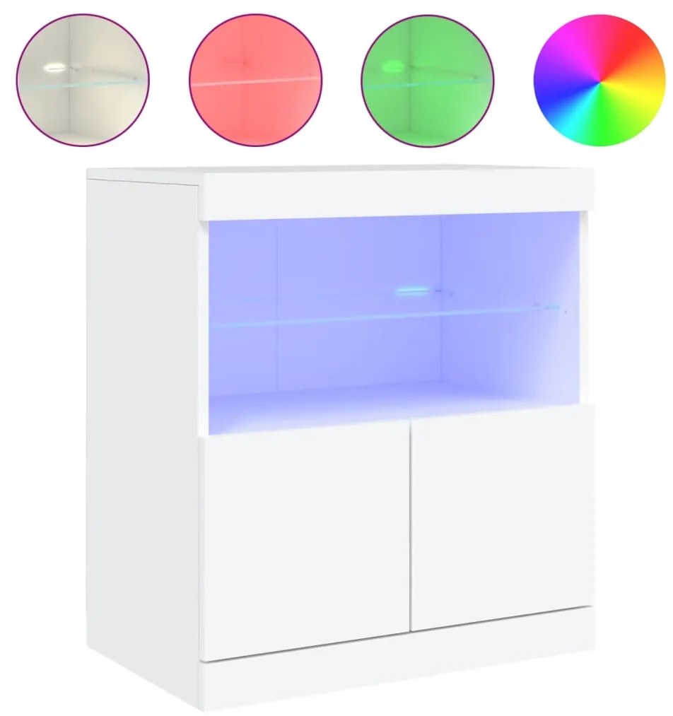 Credenza con luci led bianca 60x37x67 cm