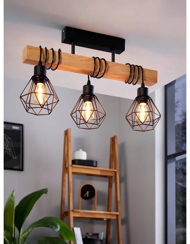 Lampadario nero/di colore naturale TOWNSHEND 5 – EGLO