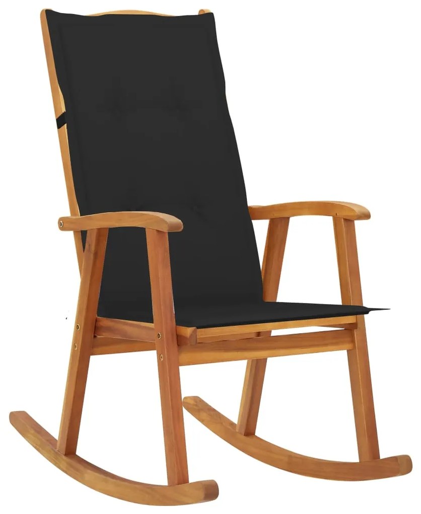 Sedia A Dondolo Con Cuscini İn Legno Massello Di Acacia /