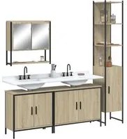 Set Mobili da Bagno 4 pz Rovere Sonoma in Legno Multistrato 3214691