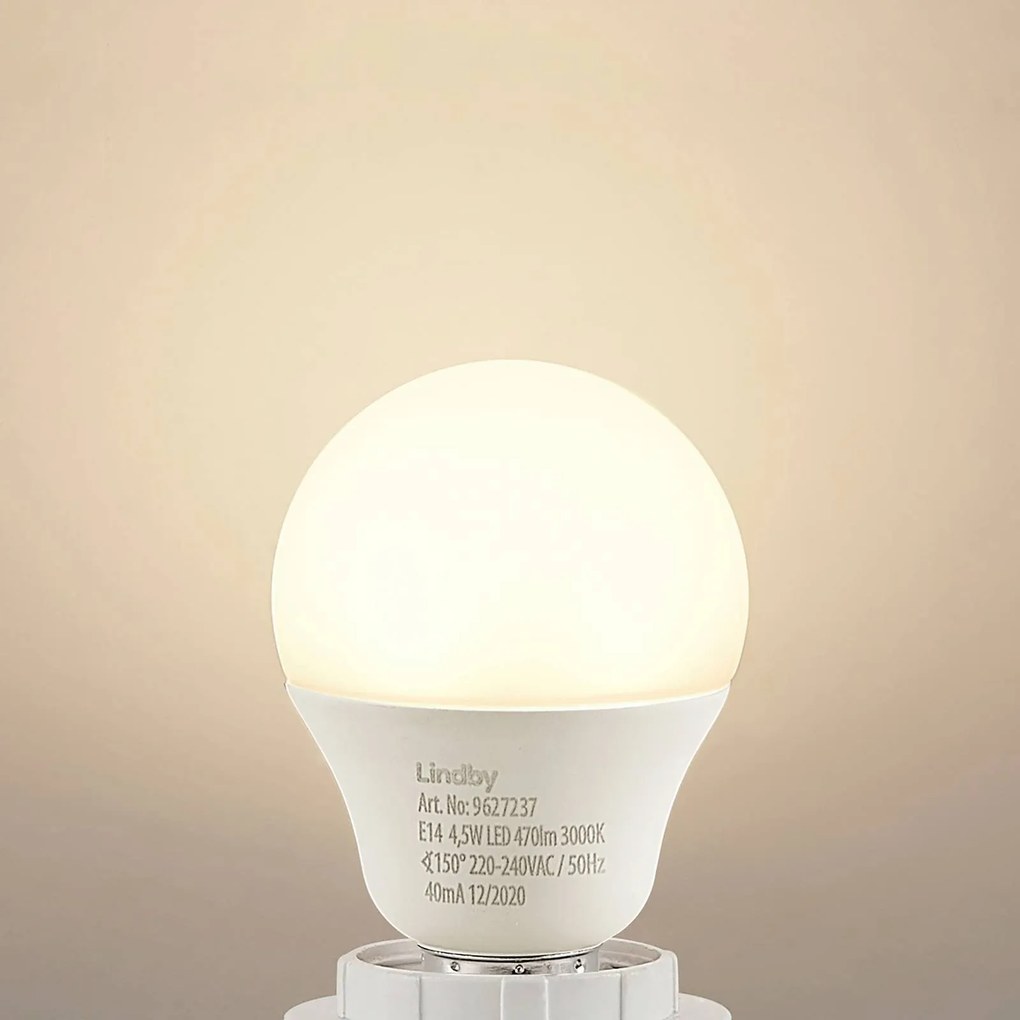 Lindby Lampadina LED E14 G45 4,5W 3.000K opal set di 2