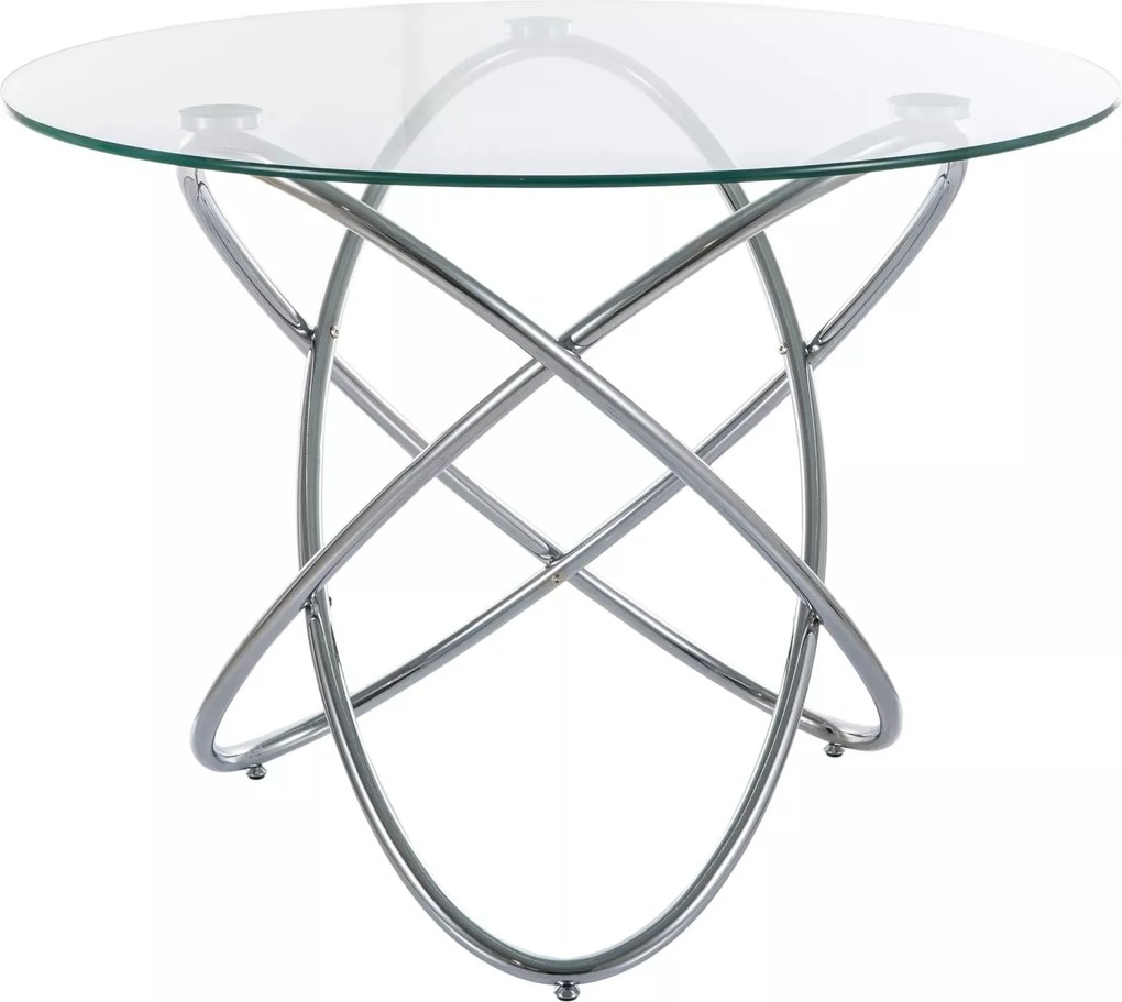 Tavolo Orbit in vetro e metallo cromato – Ø100x75 cm