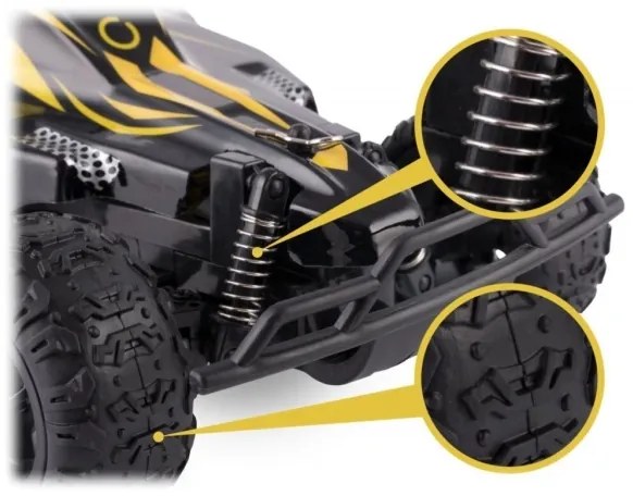 Overmax - Auto radiocomandata X-RALLY 2.0, 1200 mAh, Nero/Giallo