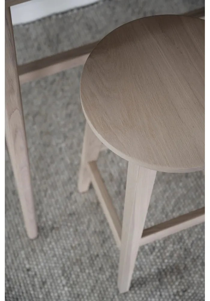 Sedia da bar di colore naturale in rovere massiccio (altezza della seduta 65 cm) Austin – Rowico