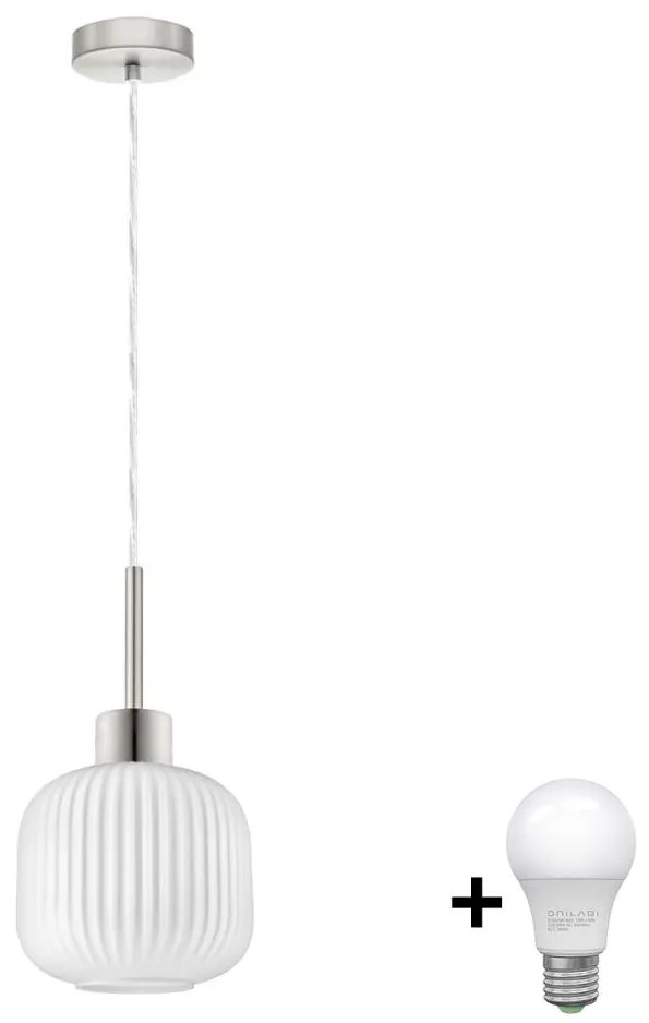 Lampadario LED a sospensione su cavo HARMA 1xE27/60W/230V Ø 20 cm cromo opaco/bianco