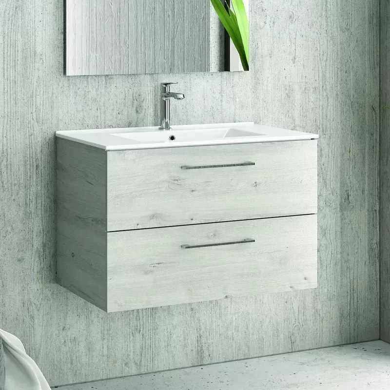 Mobile bagno 75 cm lavabo incasso e due cassetti NEL-75 - KAMALU