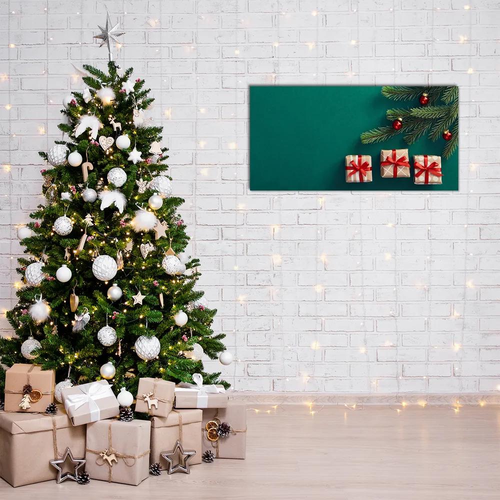Quadro vetro acrilico Albero di Natale Natale Regali invernali 100x50 cm