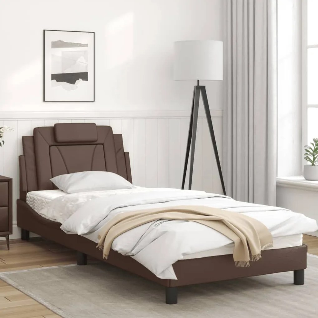 Giroletto con testiera marrone 80x200 cm in similpelle