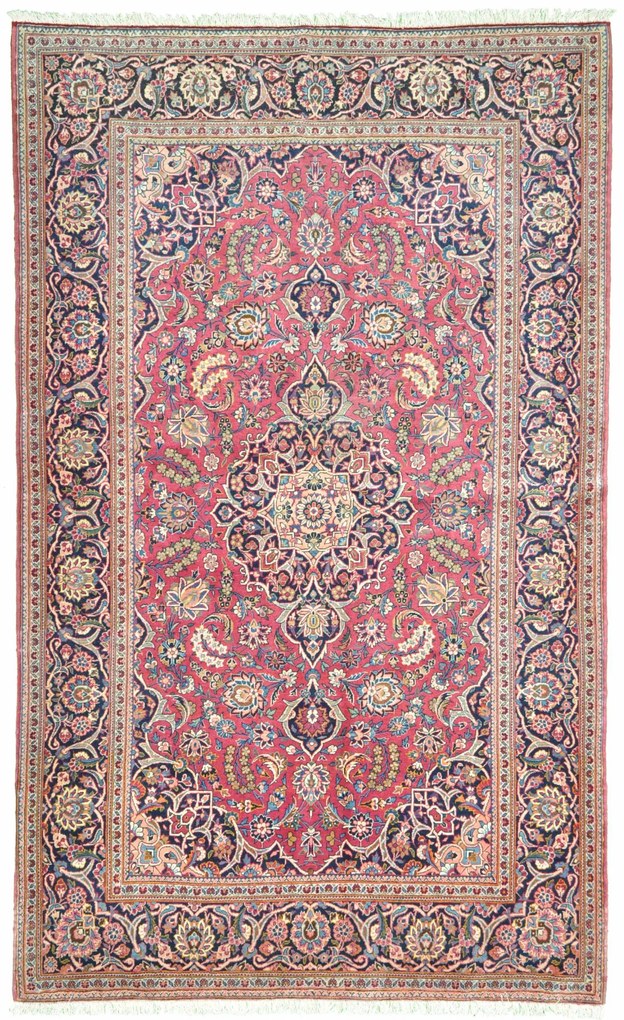 Kashan Tappeto 130x220 Rosso (Iran) Annodato A Mano