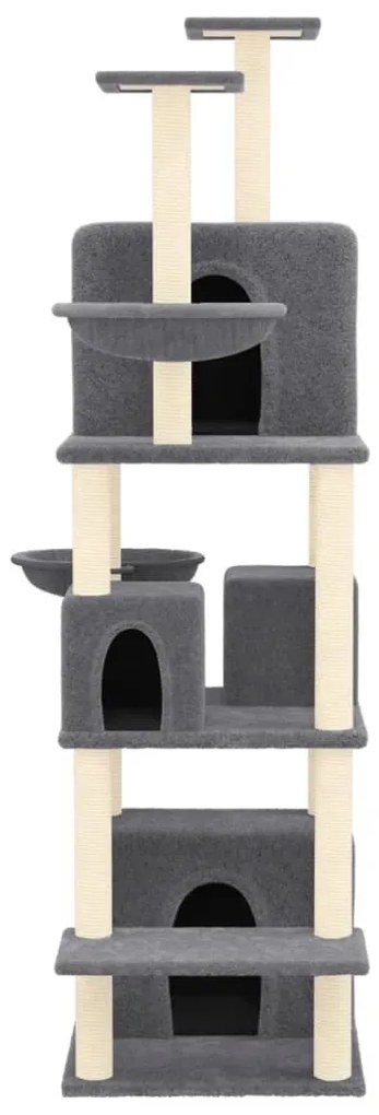 Albero per gatti con tiragraffi in sisal grigio scuro 180 cm