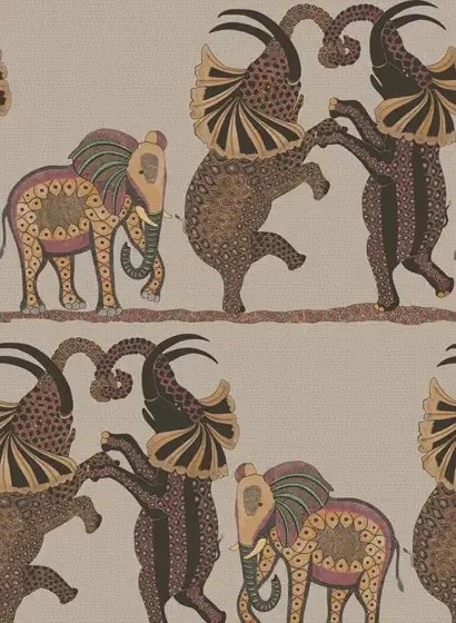 Cole & Son Carta da parati Safari Dance - Orange/ Stone