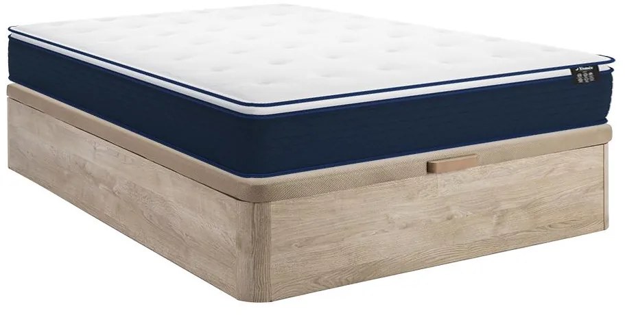 Set 160x200cm Rete vano Naturale chiaro + Materasso molle insac. e topper integrato sp.24cm - ALTIER di YSMÉE