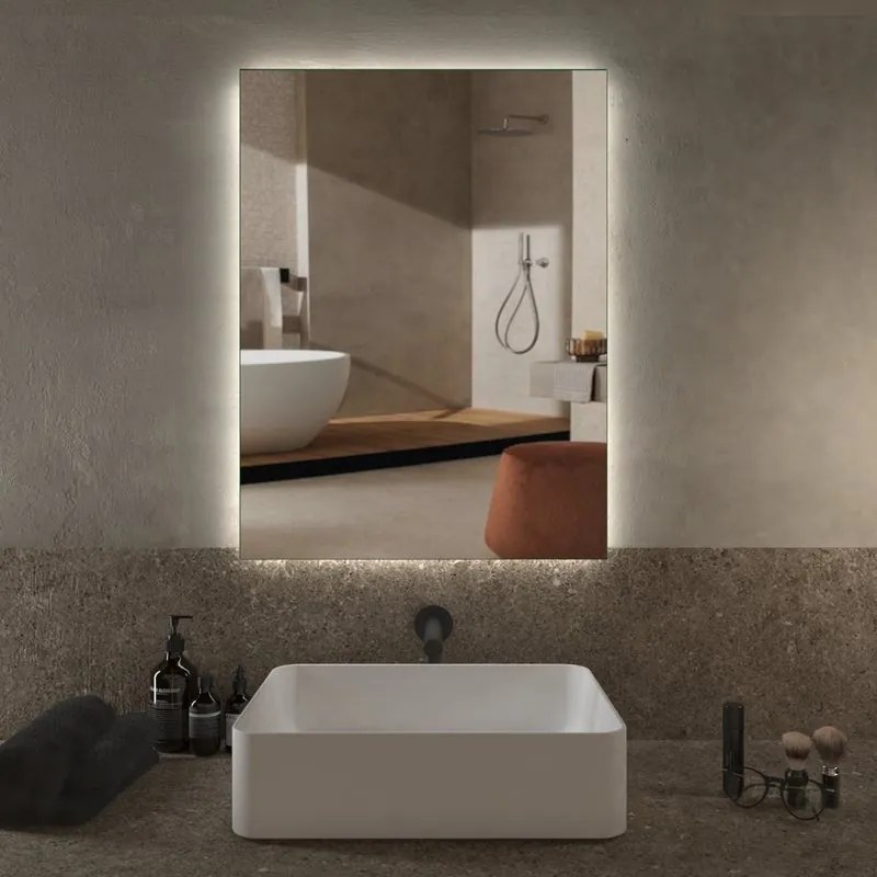 Specchio con illuminazione integrata bagno rettangolare L 60 x H 80 x P 2.5 cm