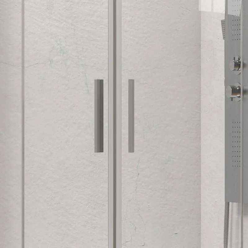 Box doccia semicircolare 80x80 finitura argento opaco | KE-2000A - KAMALU
