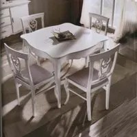 Tavolo quadrato fisso legno bianco shabby 100x100x78 - Mobili 2G