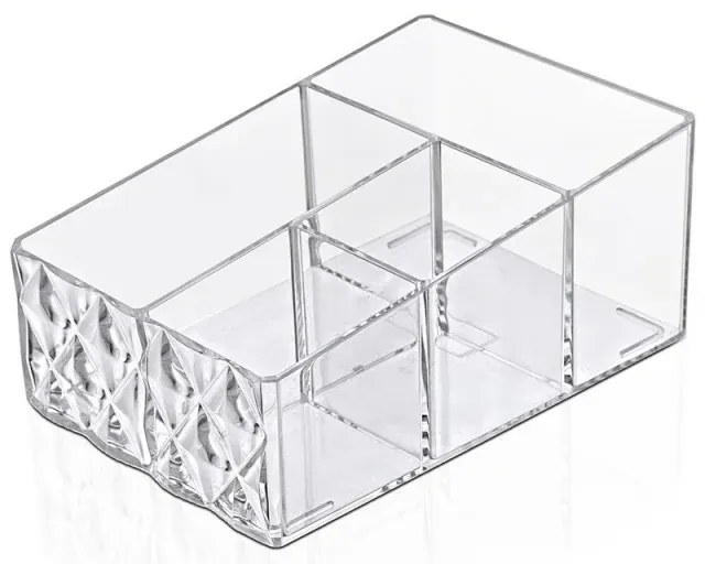 Organizer porta trucchi e cosmetici in plastica trasparente con 4 scomparti