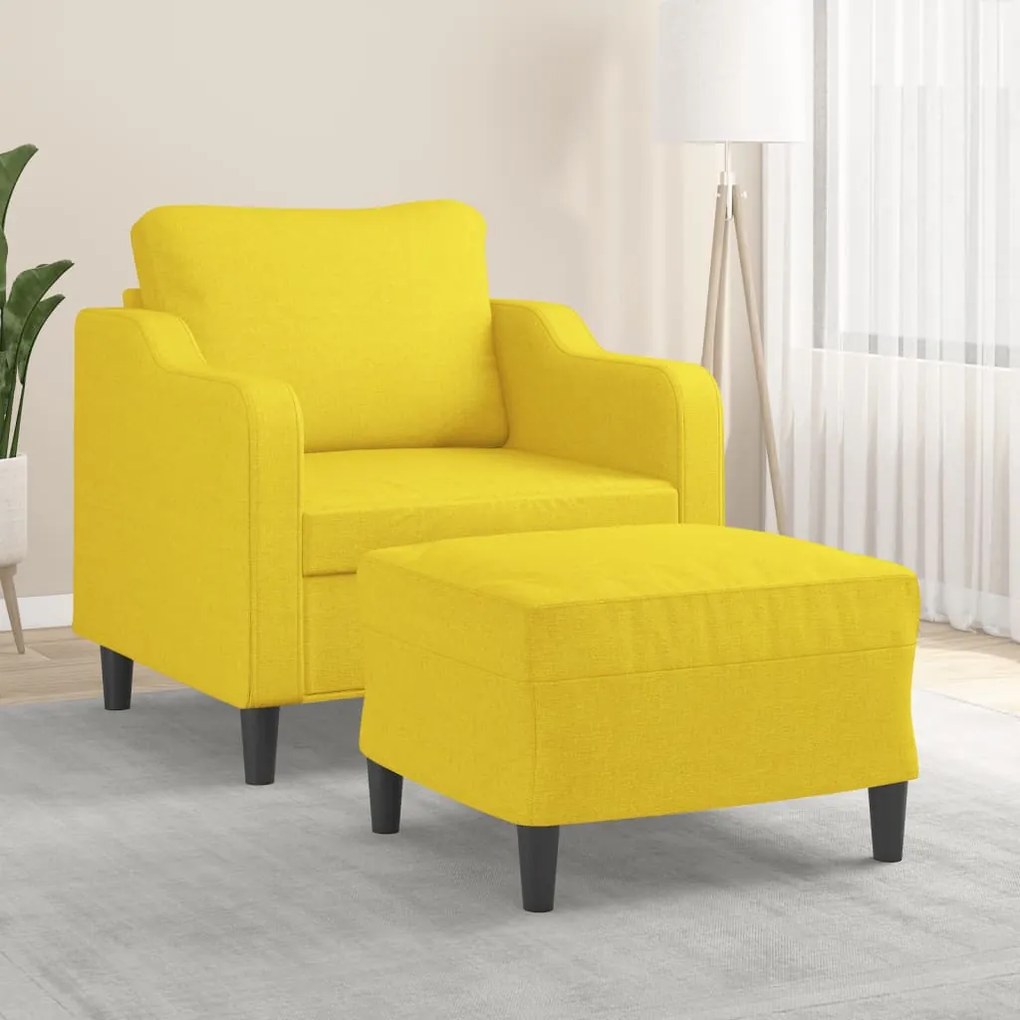 Poltrona Con Poggiapiedi Giallo Chiaro 60 Cm İn Tessuto /