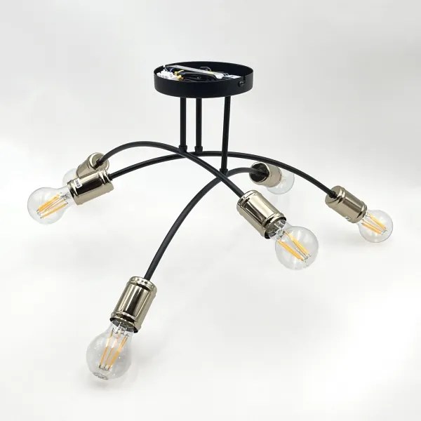 Lampadario a plafone ANYA 6xE27/15W/230V nero/oro
