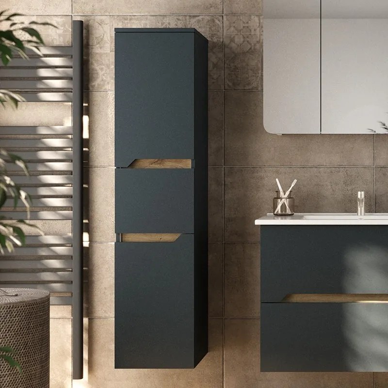 Colonna bagno sospesa colore nero grafite opaco 142 cm| LAC-ARES - KAMALU