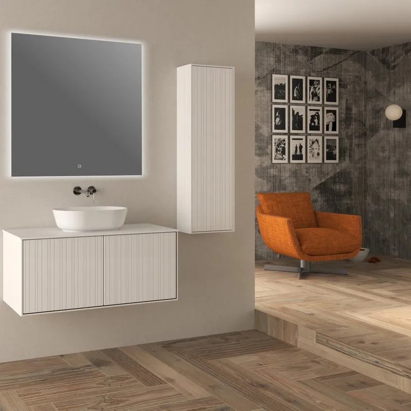 Colonna per mobile bagno Domino di Baden Haus 1 anta P 20 x L 35 x H 115 cm bianco opaco pvc cannettato