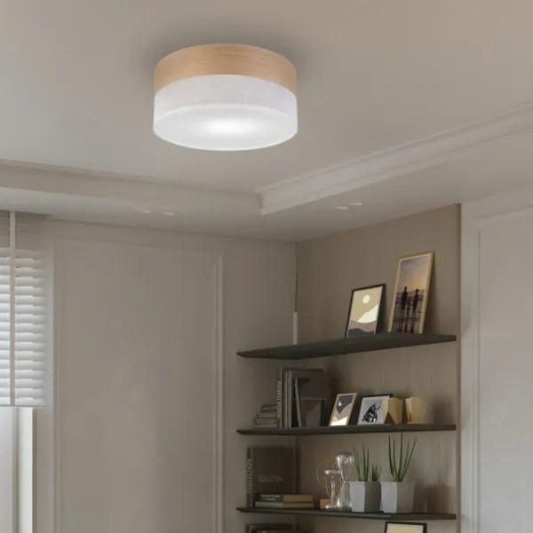 Plafoniera SIRJA WOOD 1xE27/15W/230V diametro 35 cm bianco/quercia