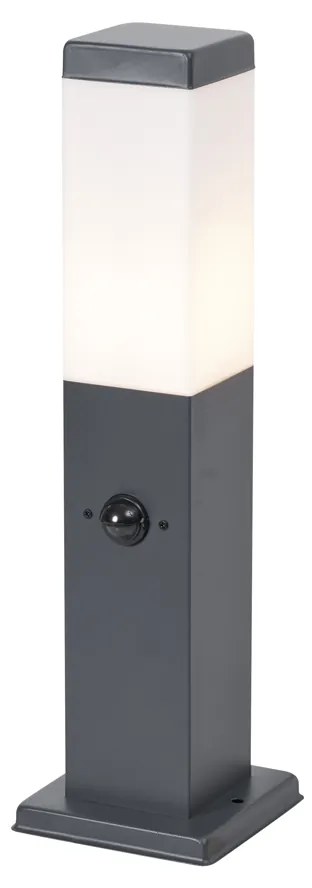 Lampada da esterno grigio scuro con vetro opale 45 cm IP44 con presa e sensore di movimento - Malios