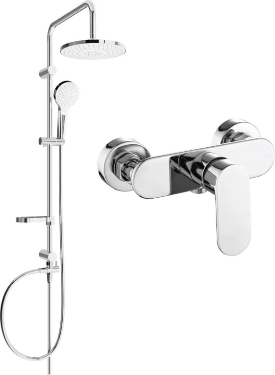 Mexen Erik set doccia esterno con soffione e rubinetto doccia Milo, cromo - 71340205-00