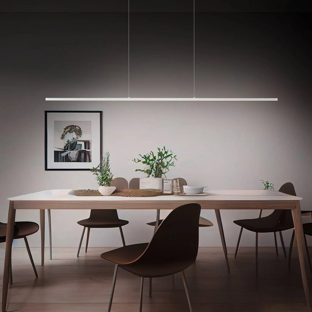 Quitani lampada LED a sospensione Margita, lunghezza 148 cm, argento