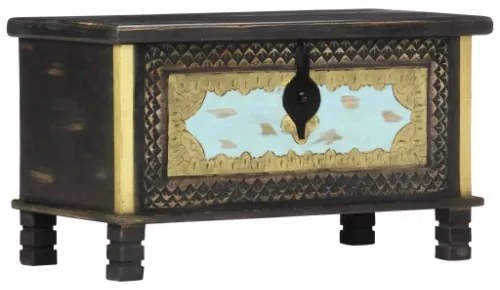 Baule Nero 80x40x45 cm in Legno Massello di Mango