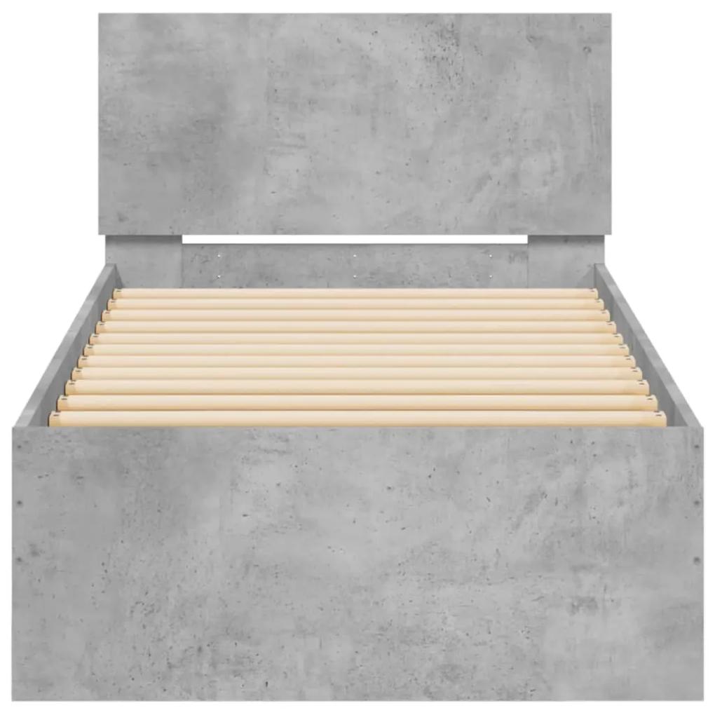 Giroletto e testiera grigio cemento 90x190 cm legno multistrato