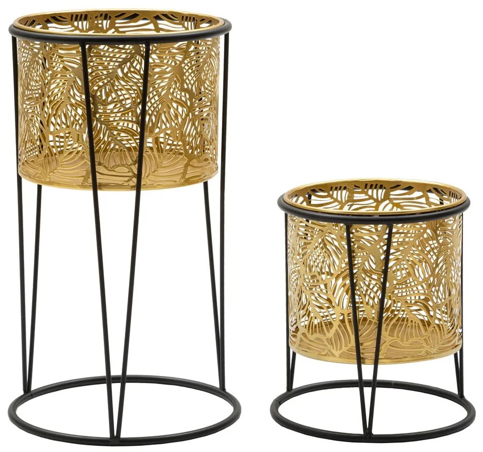 Set di 2 portavasi in oro, altezza 40 cm Leavy - Mauro Ferretti