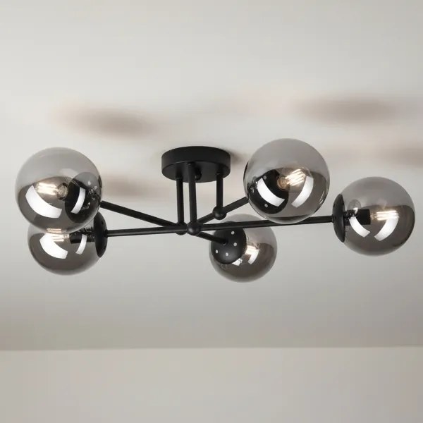 Brilagi - Lampadario a soffitto MALIVA 6xE14/15W/230V nero/fumé