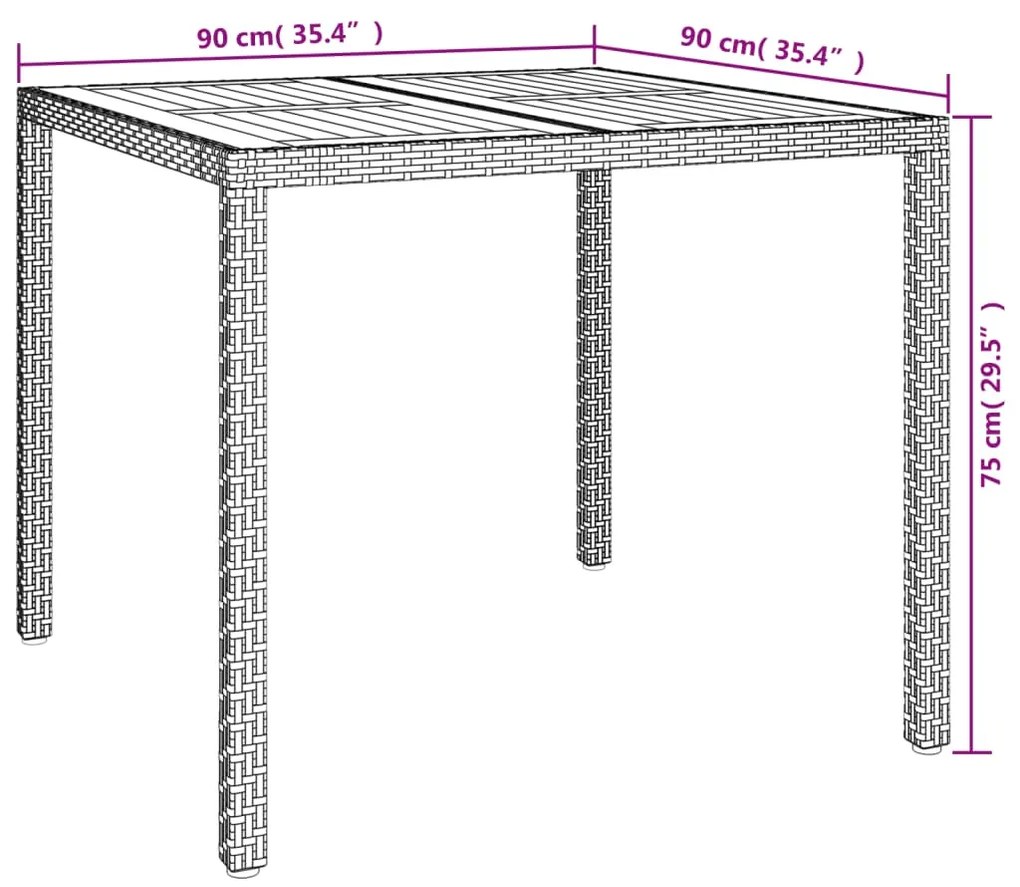 Set da Pranzo da Giardino 3 pz con Cuscini in Polyrattan Grigio