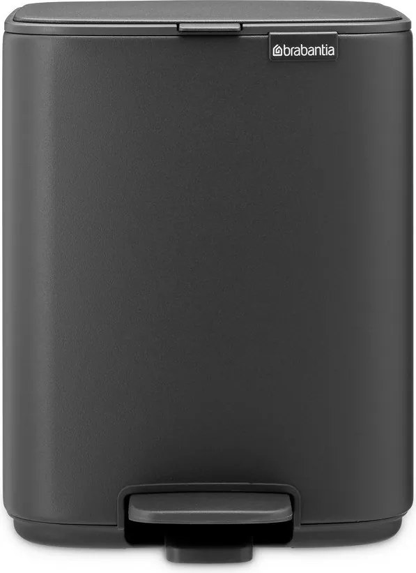 Cestino per la spazzatura grigio scuro in acciaio con pedale 7 l Bo – Brabantia