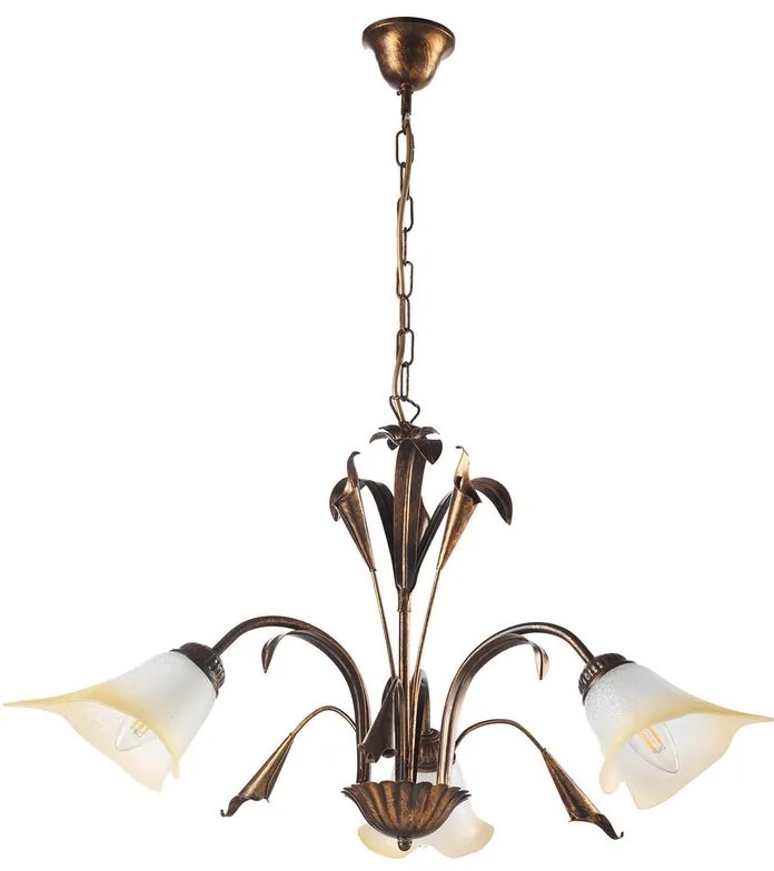 Lampadario Neoclassico Lampadario Lucrezia marrone 3x E14 marrone paralume marrone 3x E14