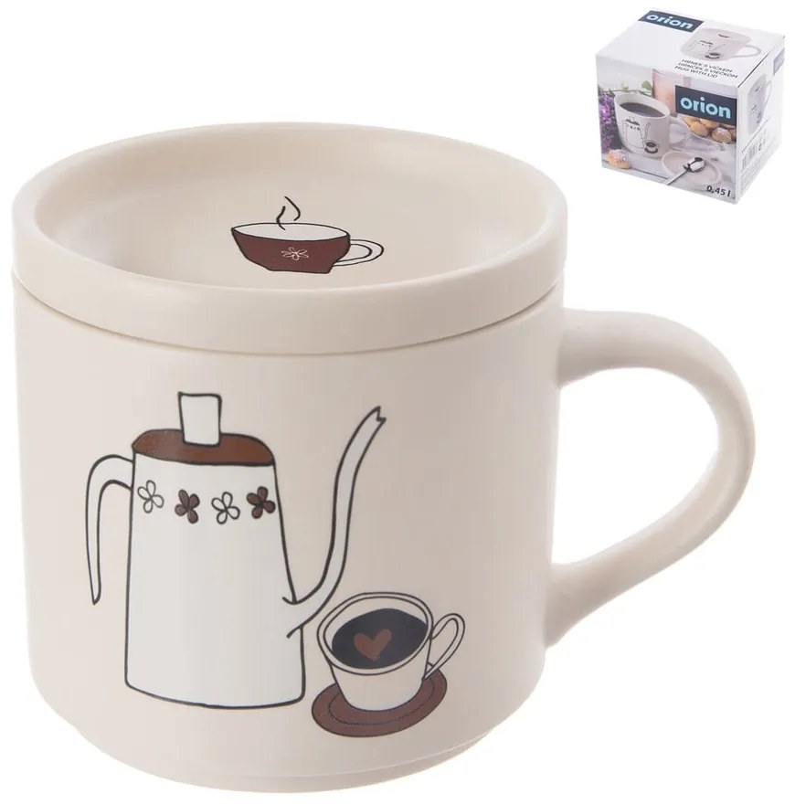 Tazza con coperchio bianca in porcellana 450 ml – Orion