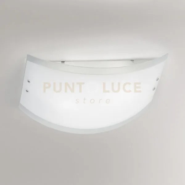 Lecce p/m plafoniera in vetro bianco particolari metallo cromo 2 lu...