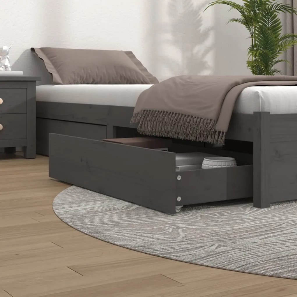 Cassettoni Da Letto 4 Pz İn Legno Massello Di Pino Grigio /