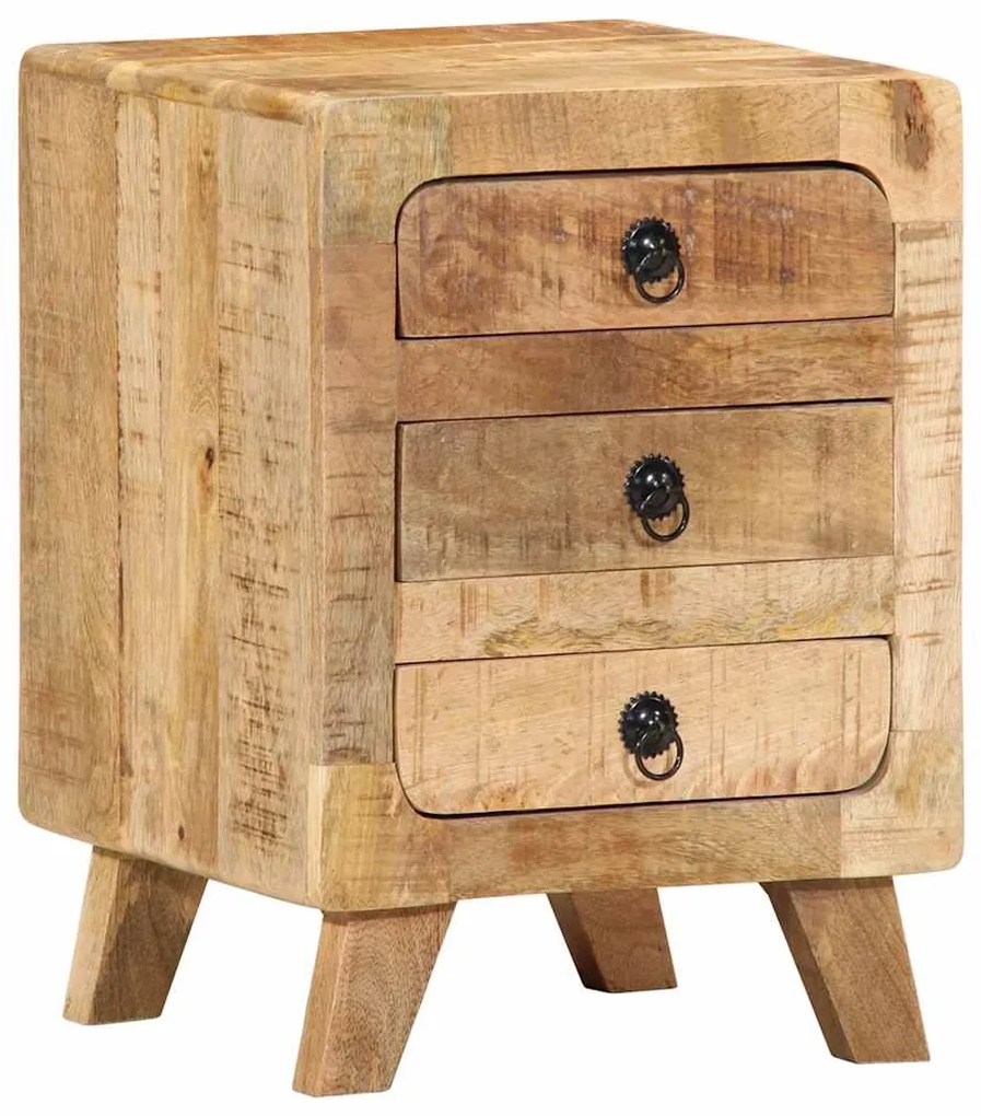 Comodino 37x32x50 Cm İn Legno Massello Di Mango Grezzo /