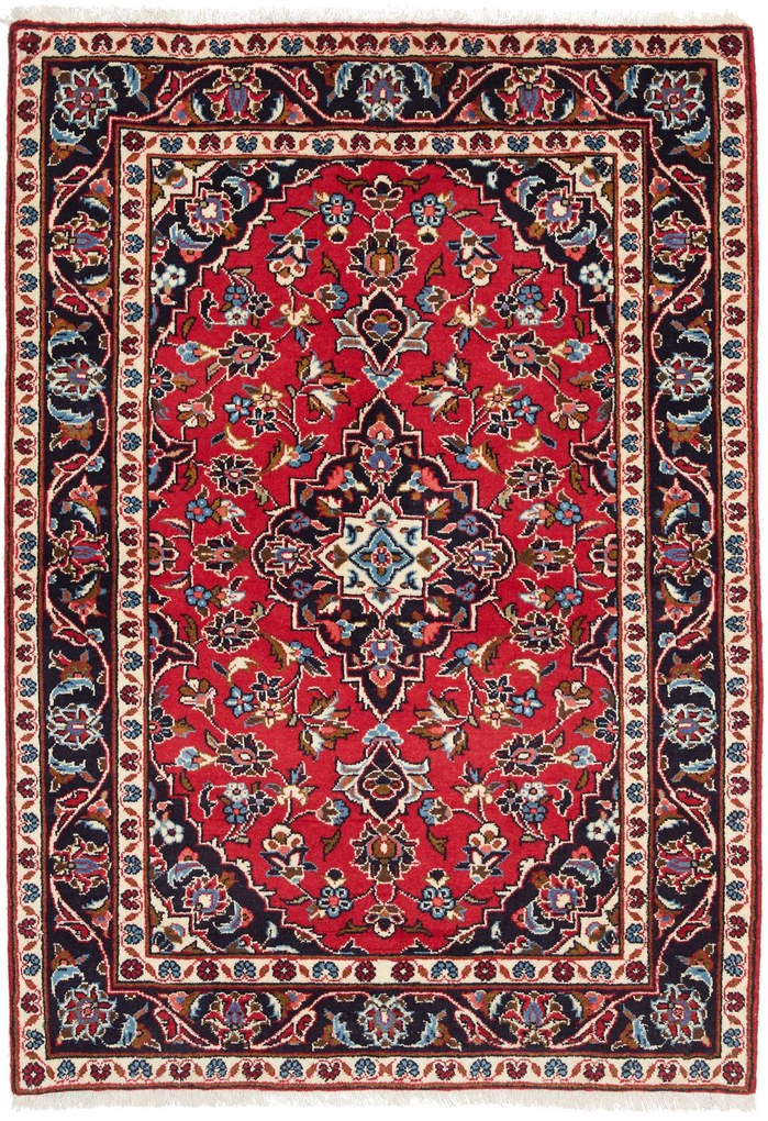 Kashan Tappeto 100 x 140 Rosso (Iran) Annodato A Mano