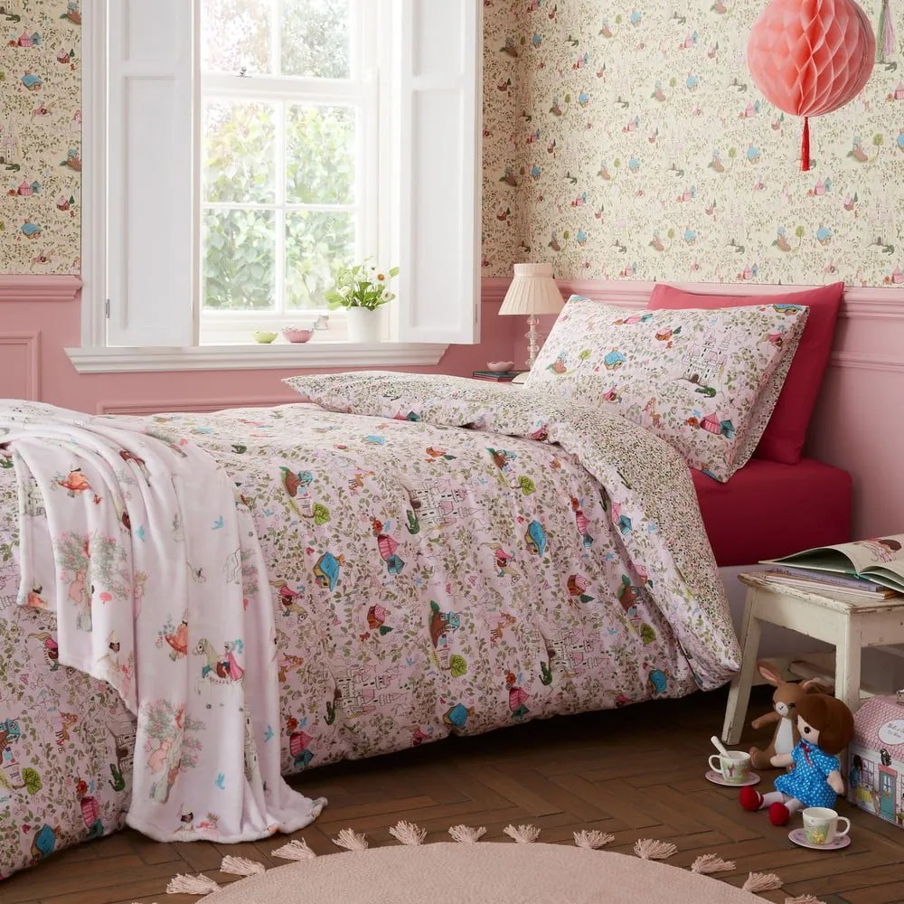 Set copripiumino e federa da bambini rosa in cotone per letto singolo 135x200 cm Fairytale – Belle &amp; Boo